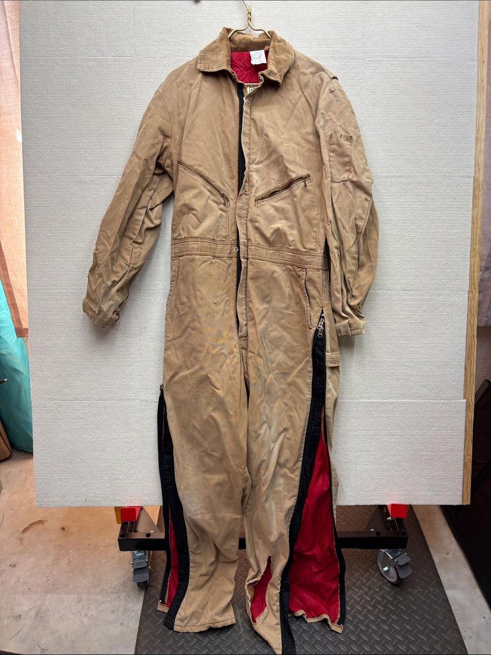 Walls medium X-tall Men's Tan Coverall Jacket with Red Lining